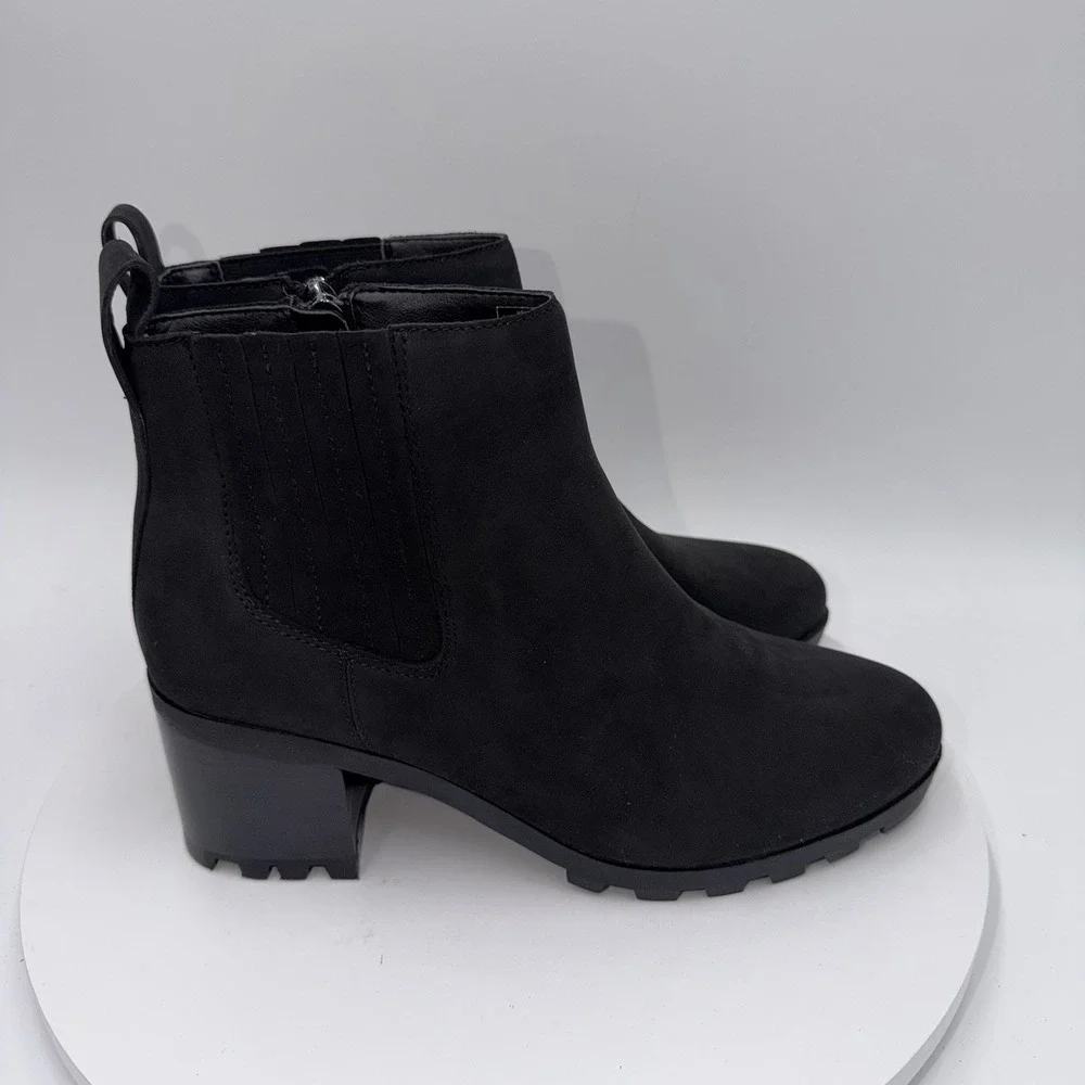 Vionic Women's Sz 8.5 Wilma Black Ankle Bootie Waterproof Nubuck‎ Leather